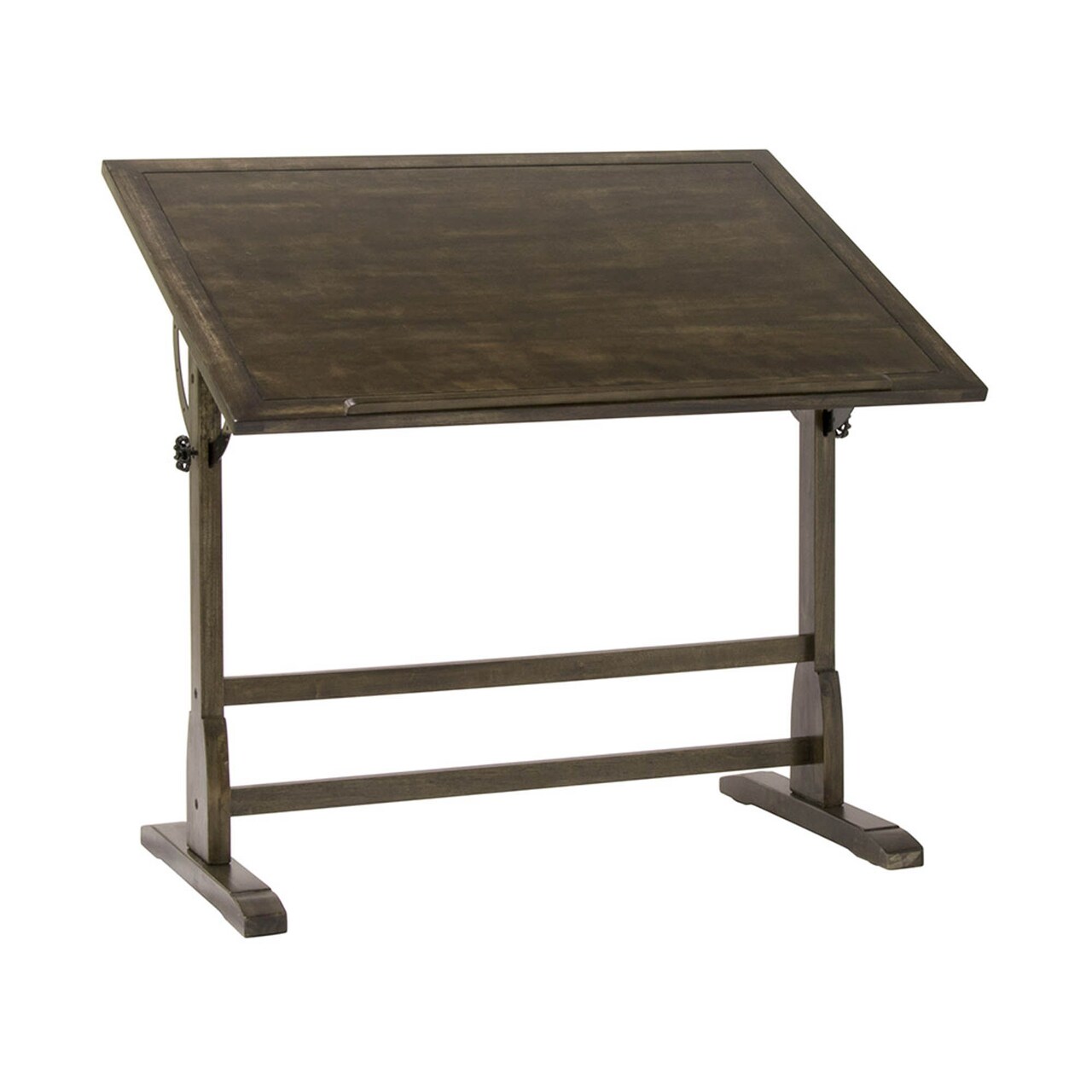 Classic Design Vintage Wood Drafting Table with 42"x 30" Adjustable Top and Pencil Groove - Distressed Black